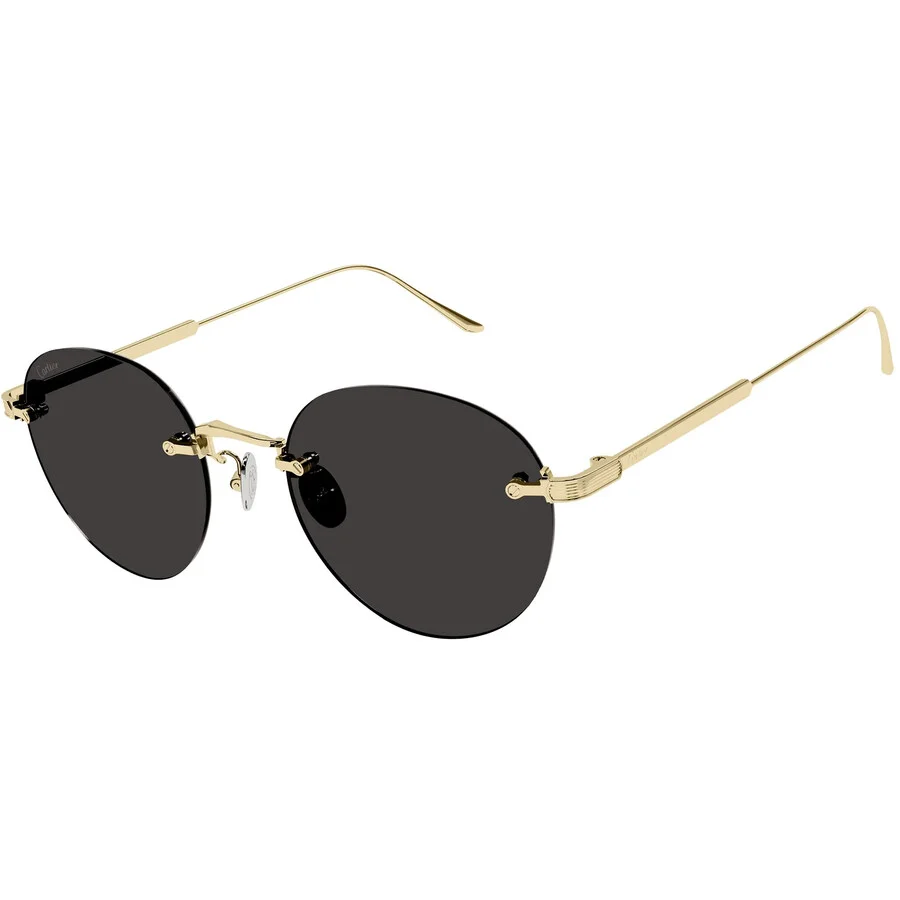 Cartier Grey Round Men's Sunglasses CT0393S 002 52 - 1