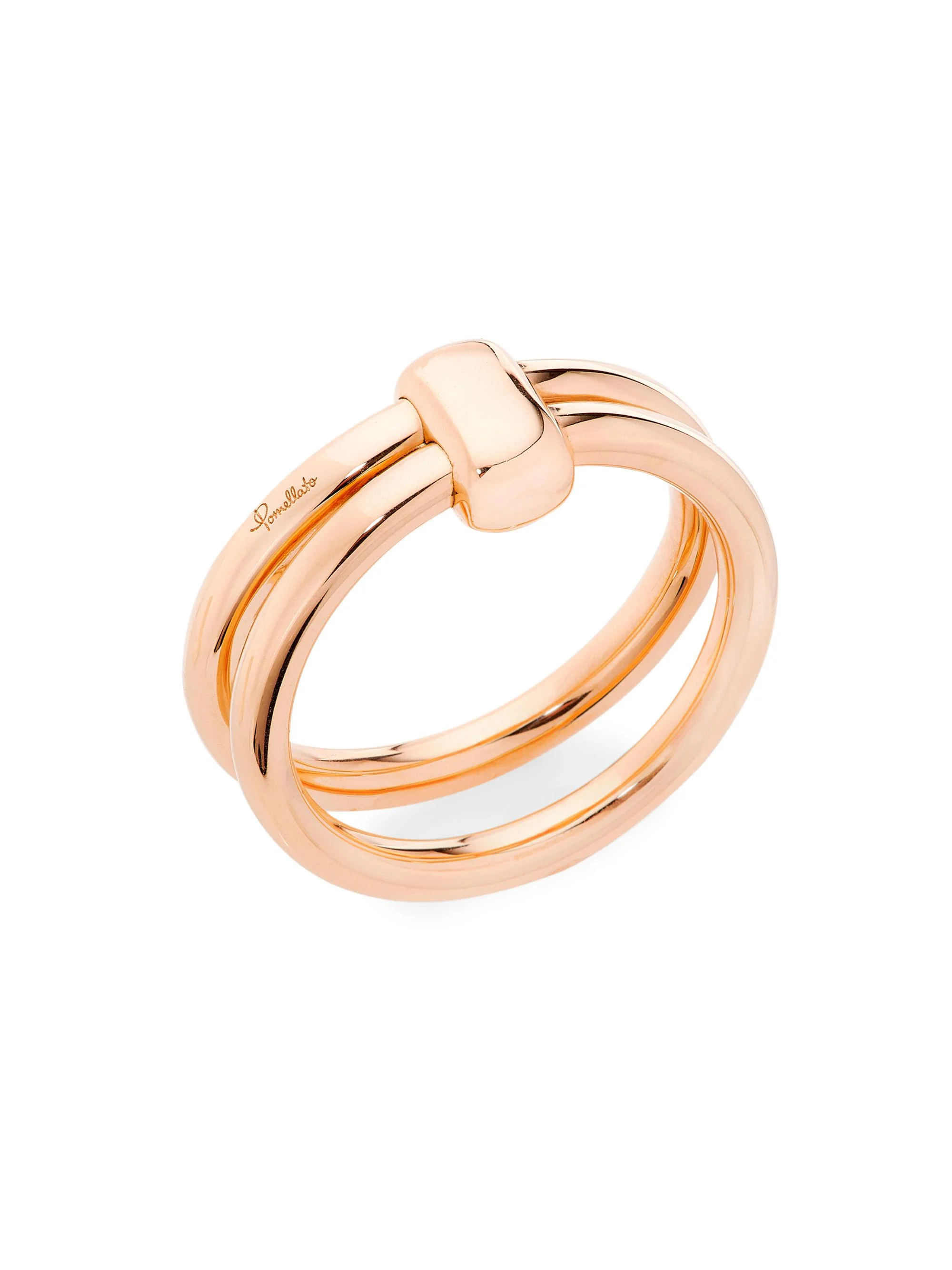 Women's Together 18K Rose Gold Linked Double Ring - Rose Gold - 1