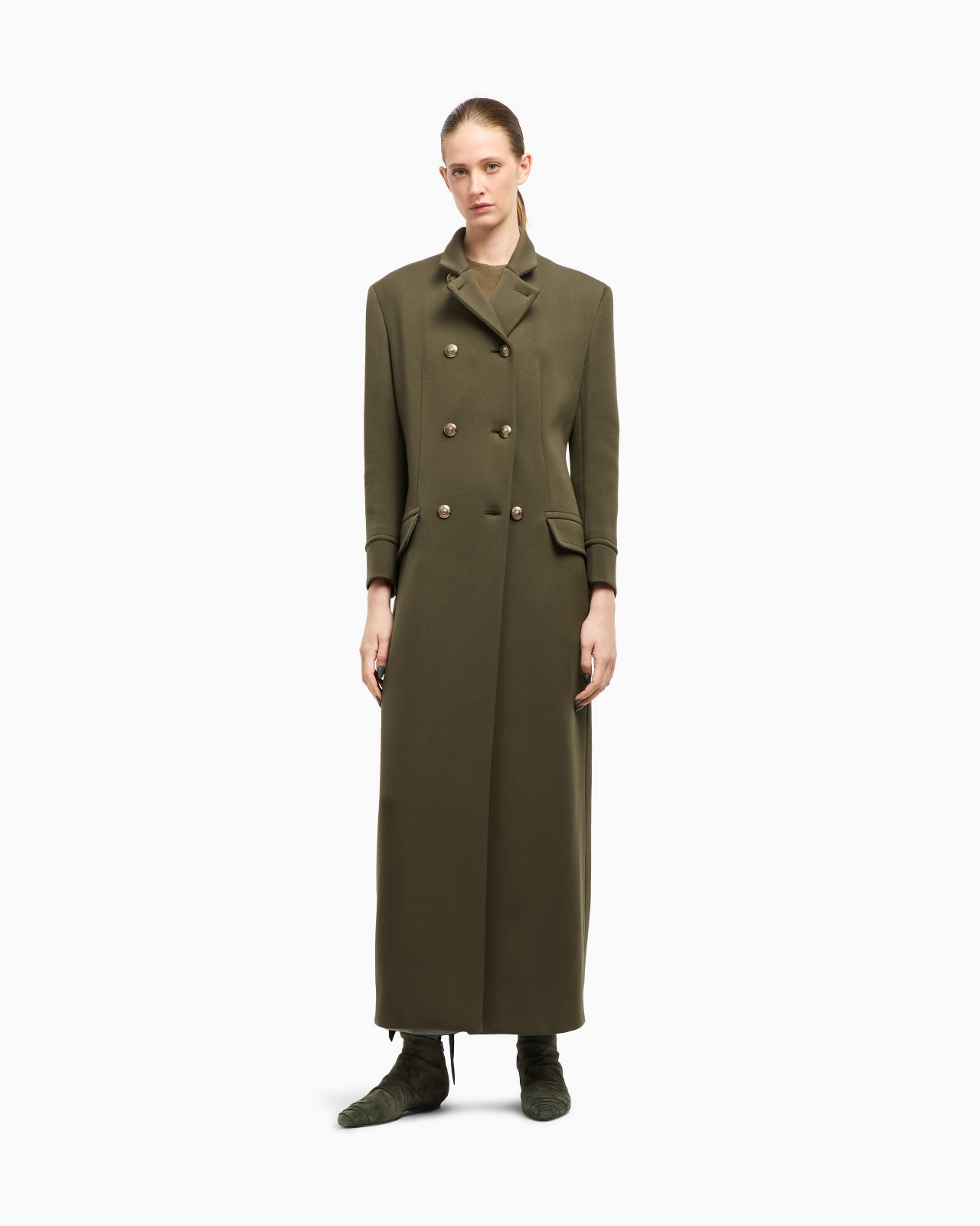 LONG DOUBLE-BREASTED COAT IN STRETCH DOUBLE-FACED WOOL - 4