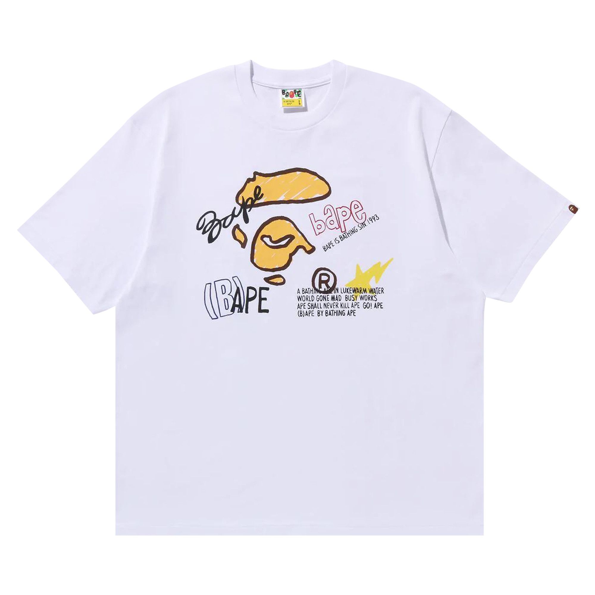 BAPE Hand Draw Graphic Relaxed Fit Tee 'White' - 1