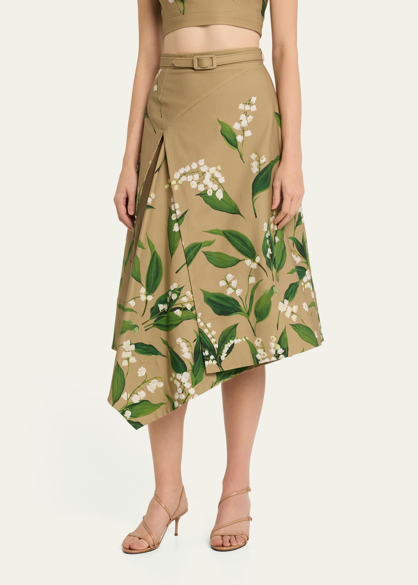 Lily Of The Valley Cotton Twill Midi Skirt - 4