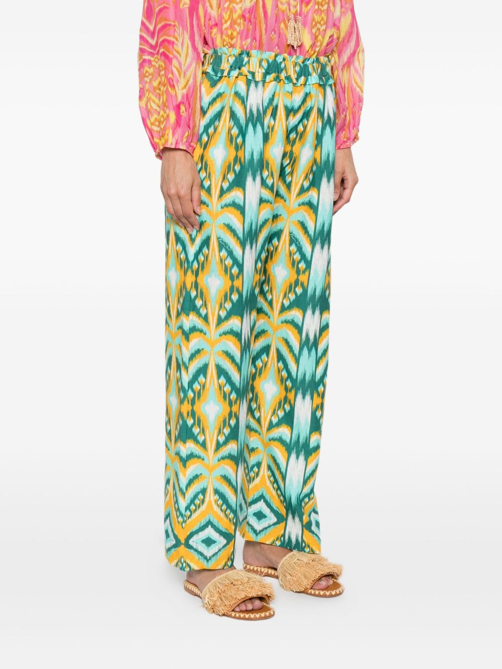 Tropical Tapestry ikat-pattern elastic-waist trousers - 3