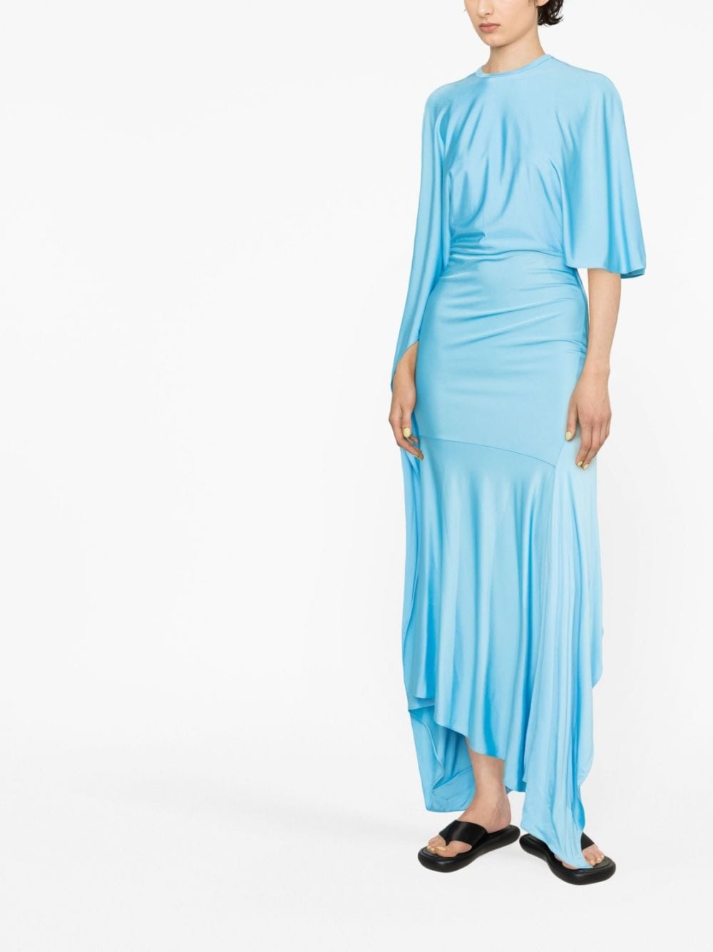 cape-sleeve asymmetric maxi dress - 3