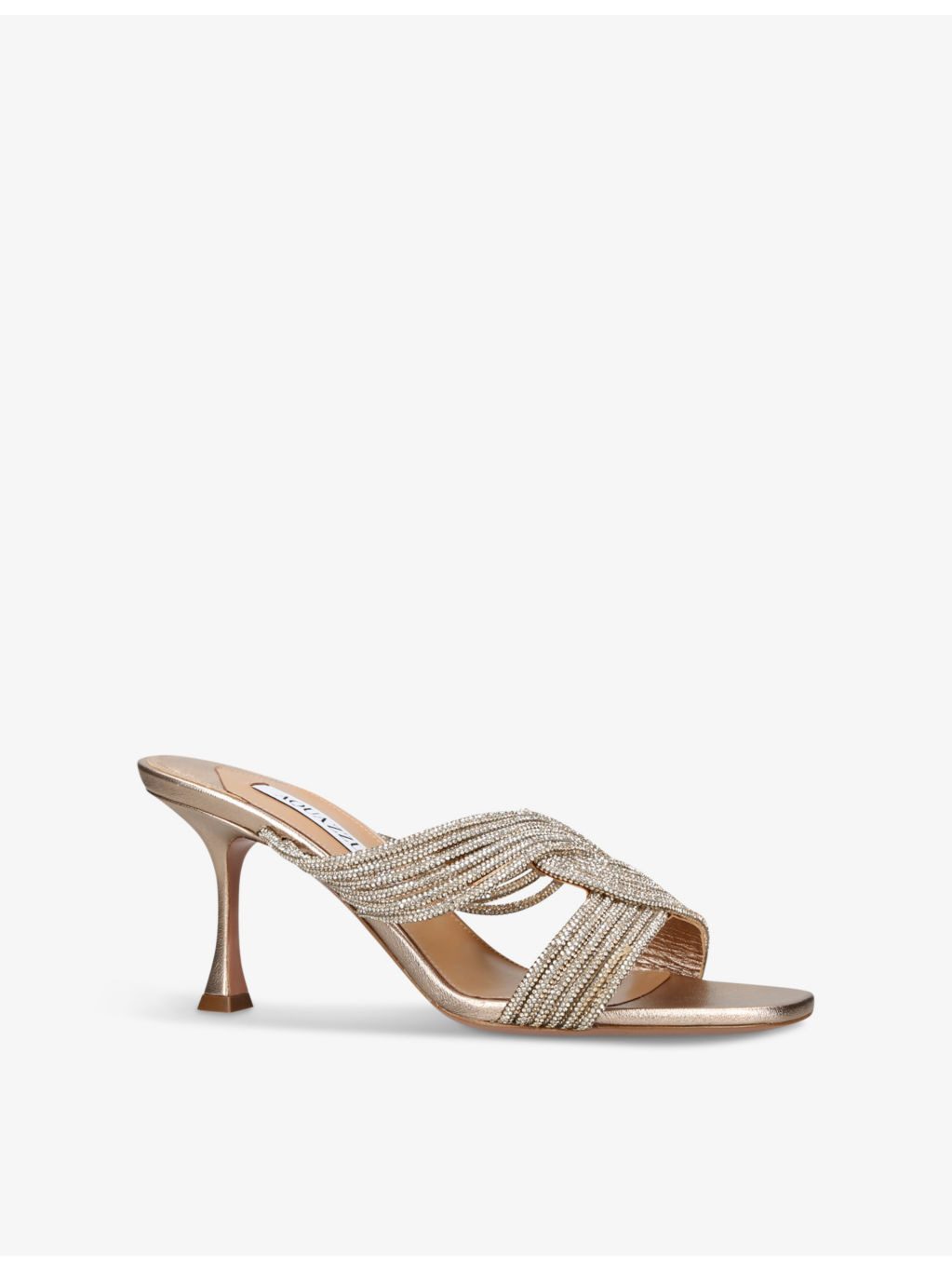 Gatsby 75 crystal-embellished satin heeled mules - 3