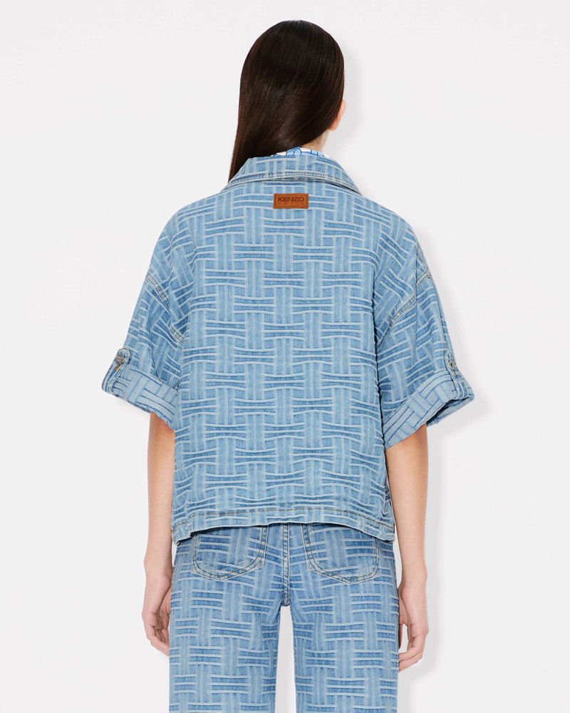 'KENZO Weave' jacquard oversized shirt in japanese denim 4