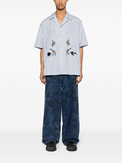 FENG CHEN WANG Phoenix-embroidered cotton shirt outlook