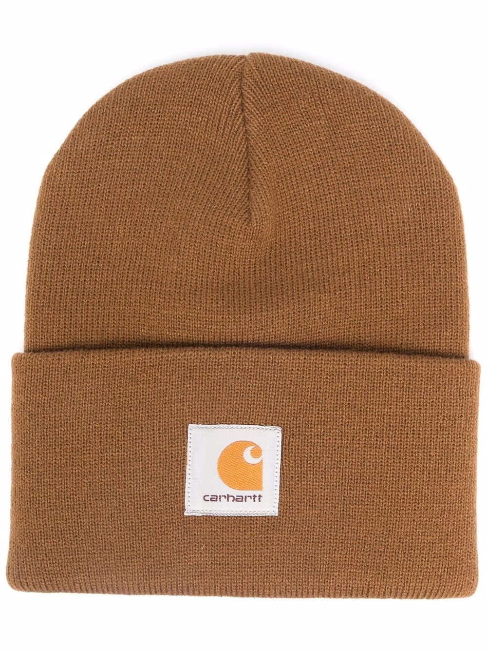 logo-patch knitted beanie - 1