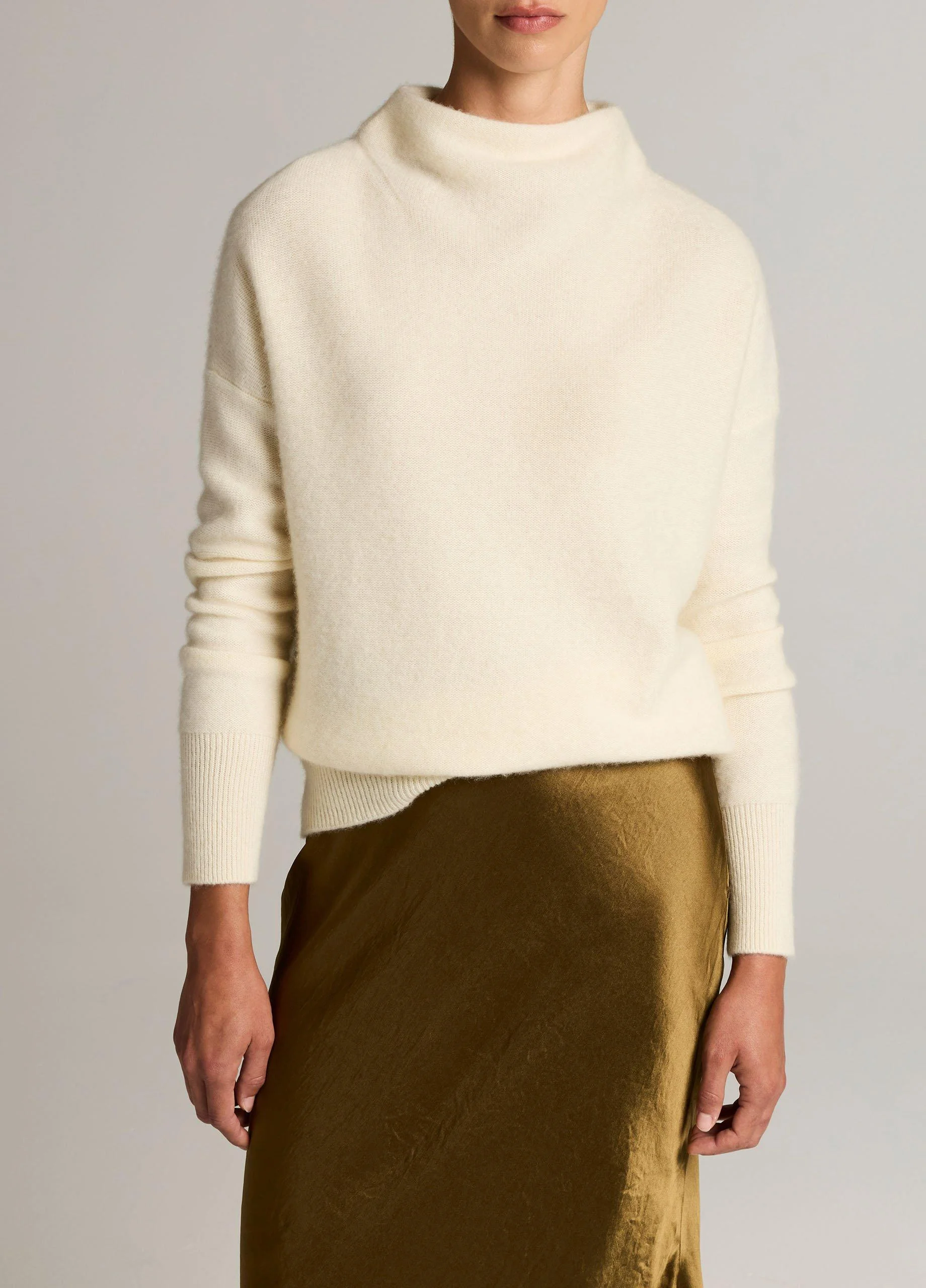 Plush Cashmere Funnel-Neck Sweater - 1