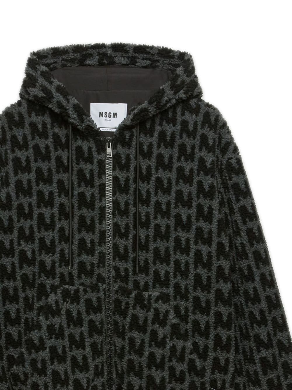 towelled finish logo-patterned zipped hoodie - 6