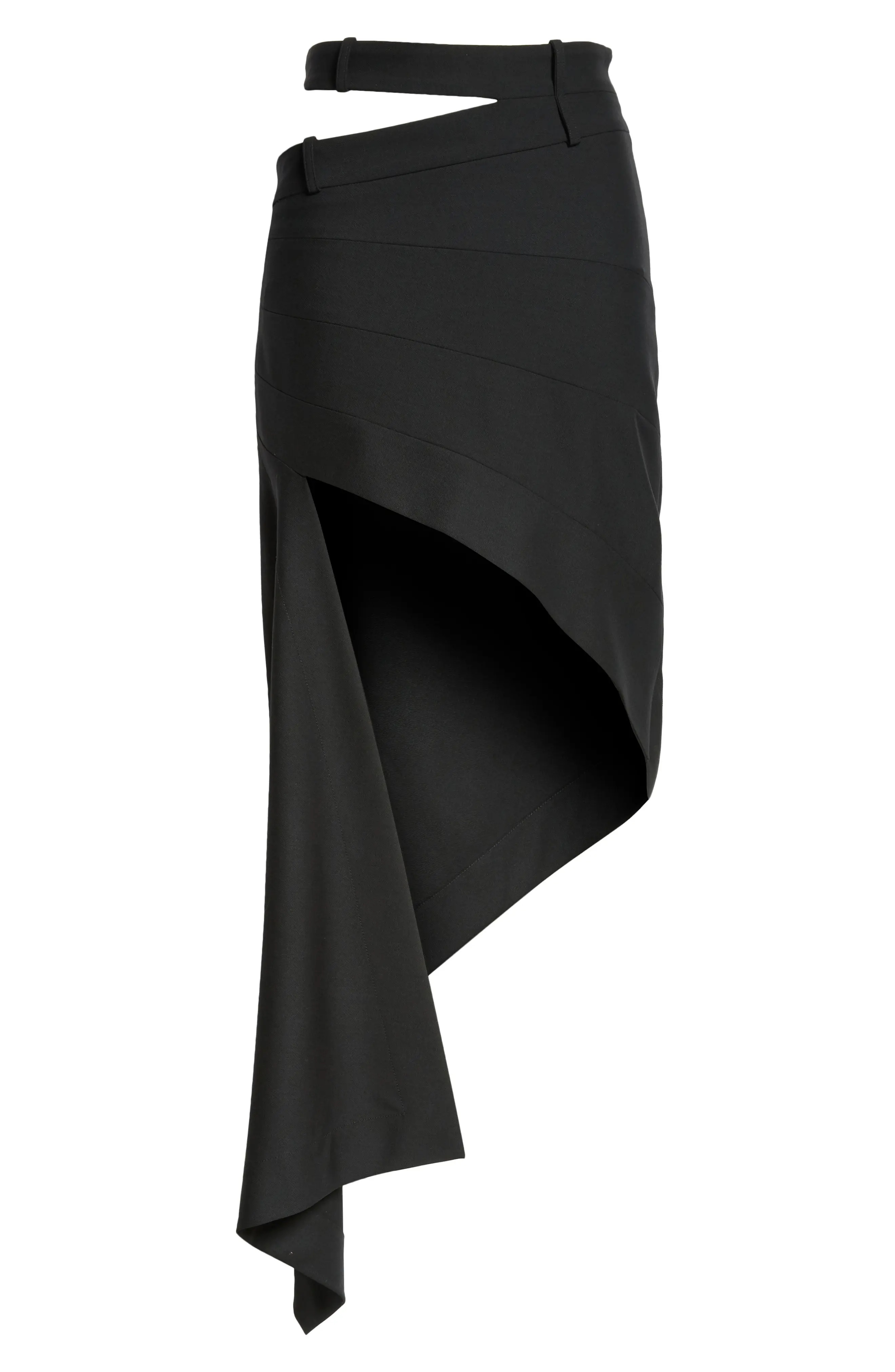 Double Waistband Slashed Stretch Wool Skirt - 6