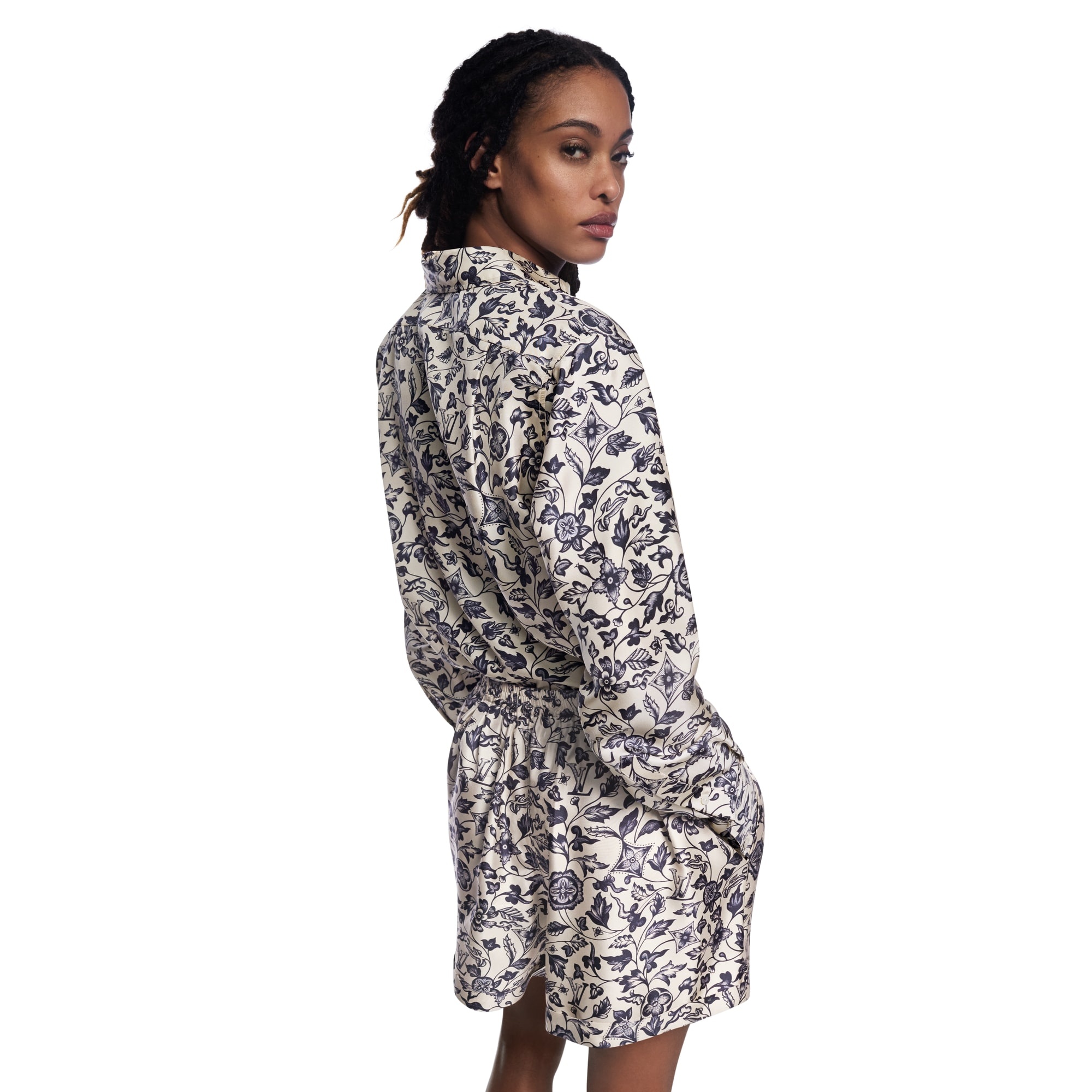 Botanical Print Silk Shirt - 5
