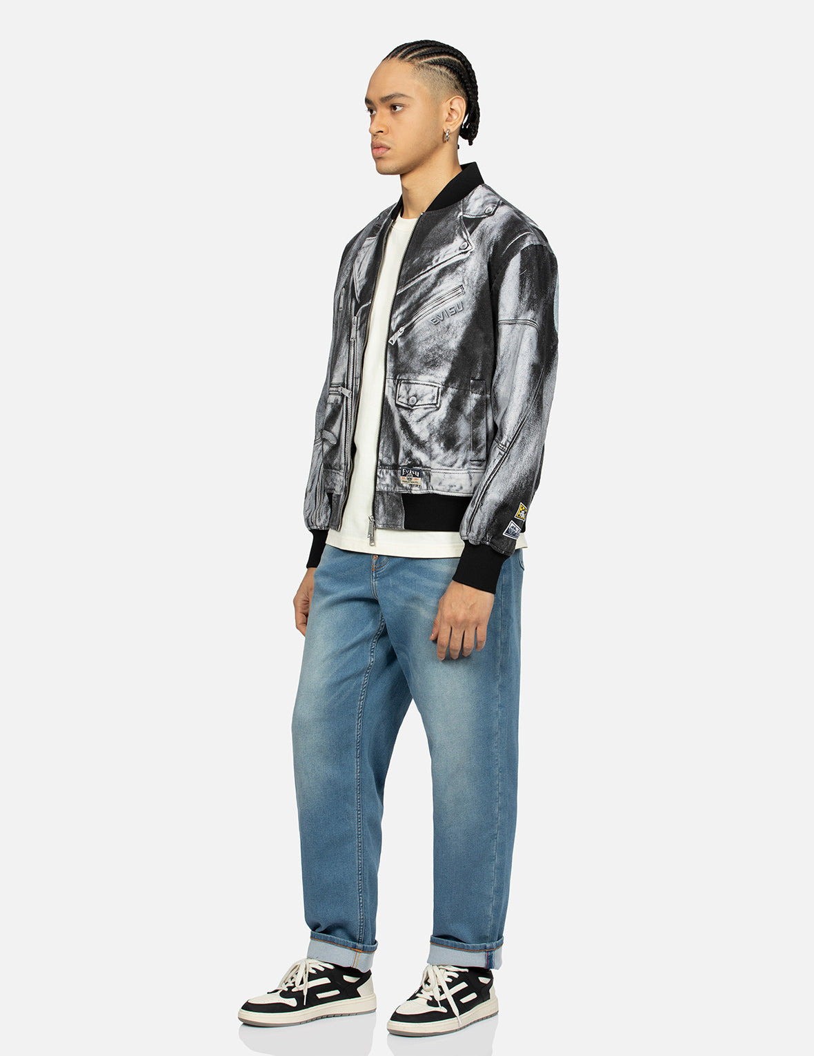 REPLICATE BIKER ALLOVER PRINT RELAX FIT BOMBER JACKET - 3