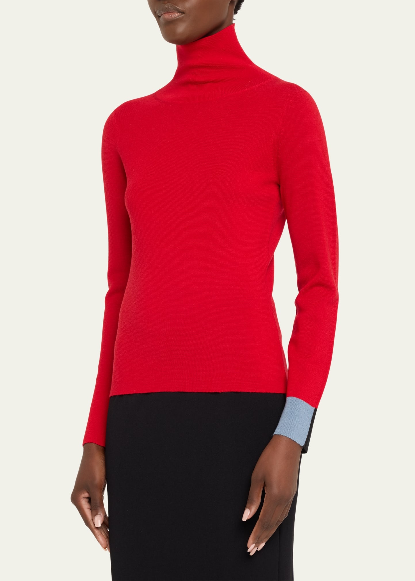 Sarah Colorblock Turtleneck Wool Sweater - 4