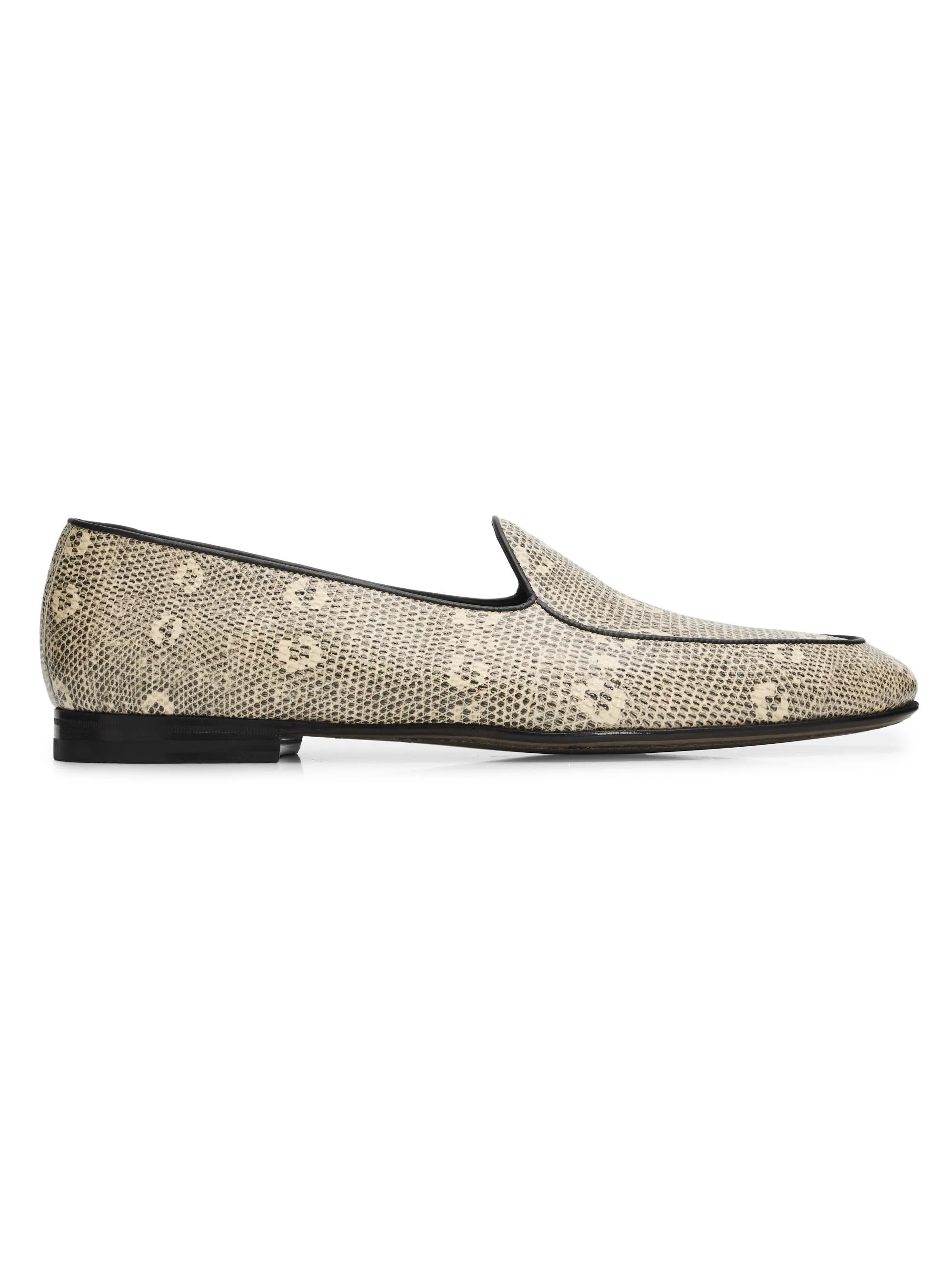 Men's Modena Snake-Embossed Leather Loafers - Brown - 1