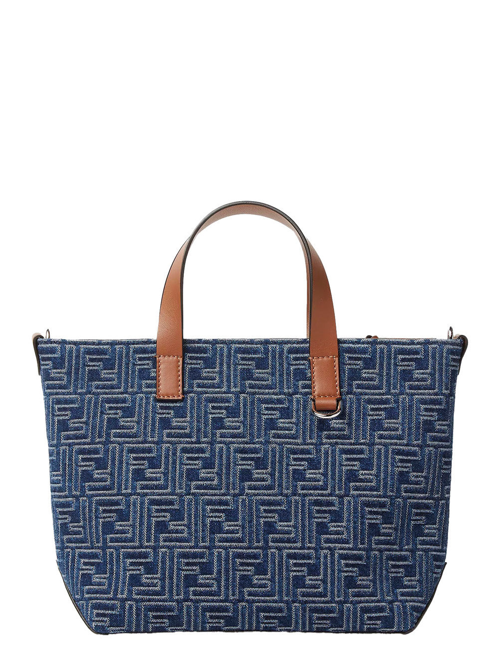 Fendi Men Blue Shopper With Top Handles And All-Over Ff Motif In Cotton Man - 3