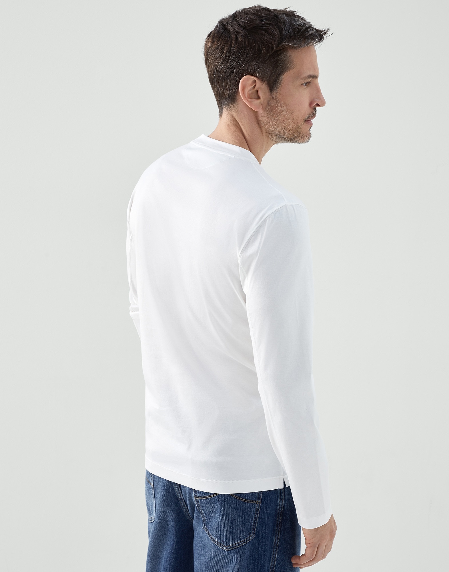 Cotton jersey slim fit long sleeve crew neck T-shirt - 2