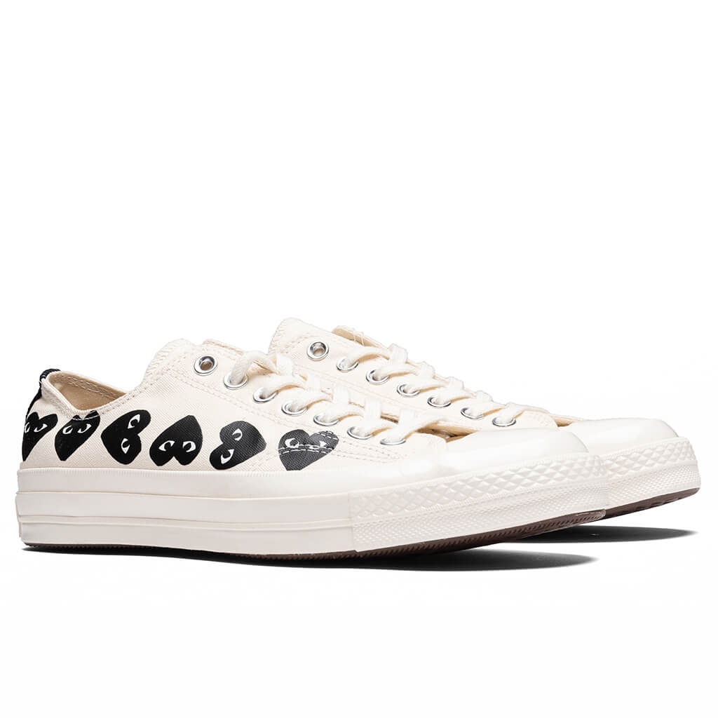 CONVERSE X COMME DES GARCONS PLAY ALL STAR CHUCK '70 OX MULTI HEART - MILK/BLACK - 2