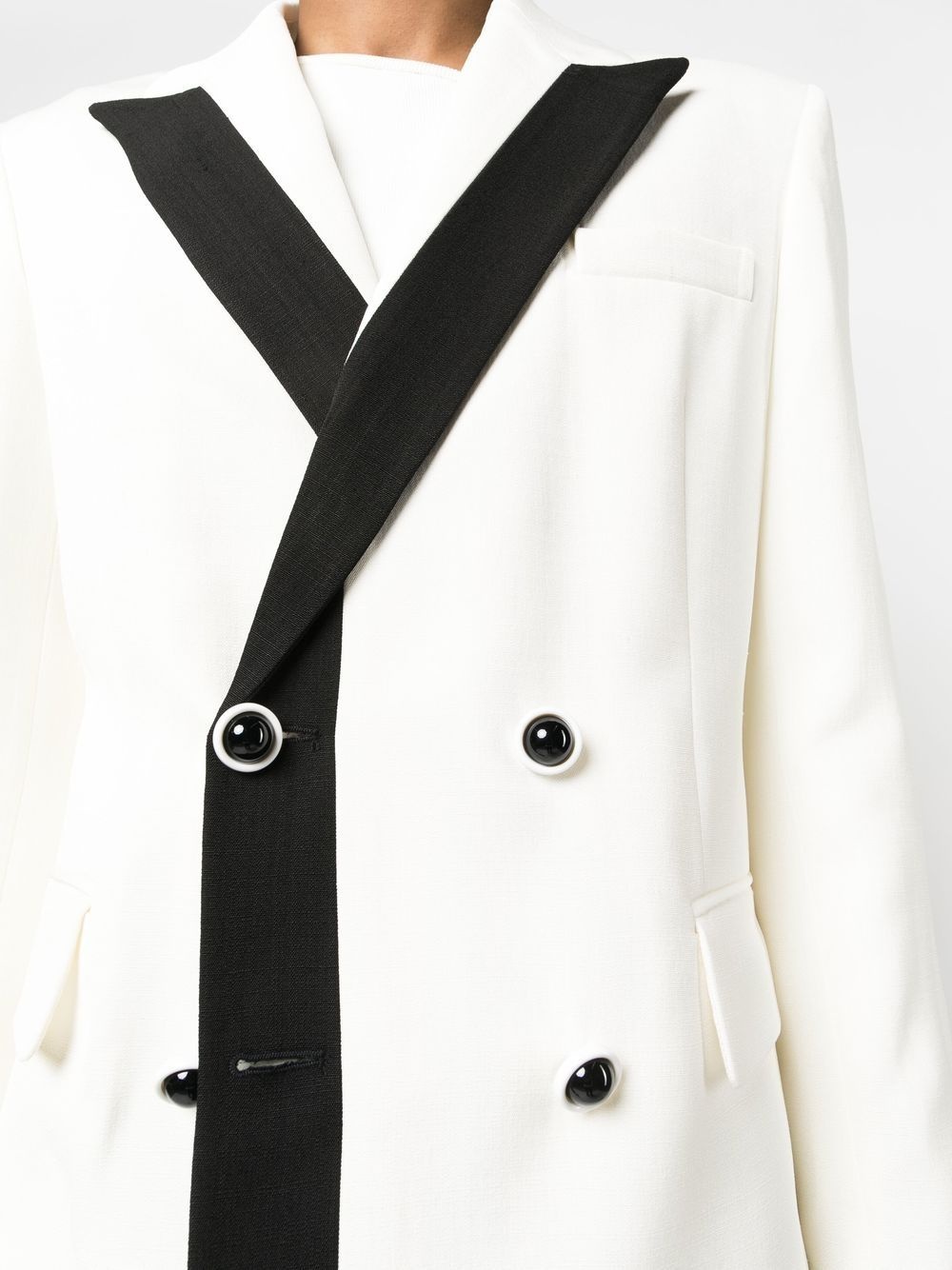 contrast-lapel double-breasted blazer - 5
