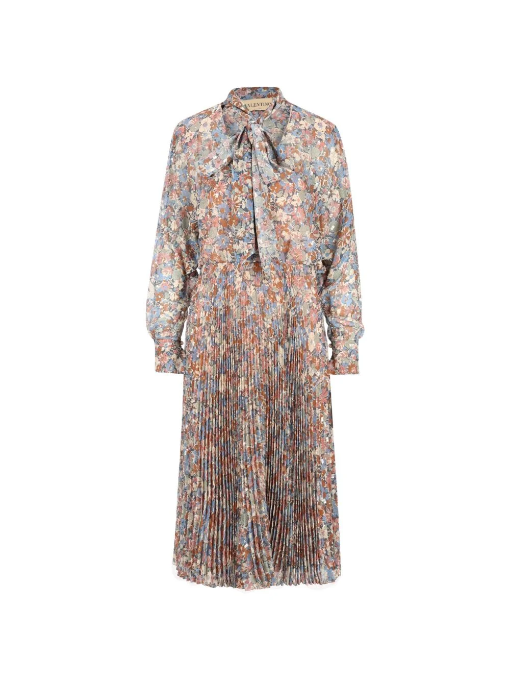 floral-print pussy-bow midi dress - 1