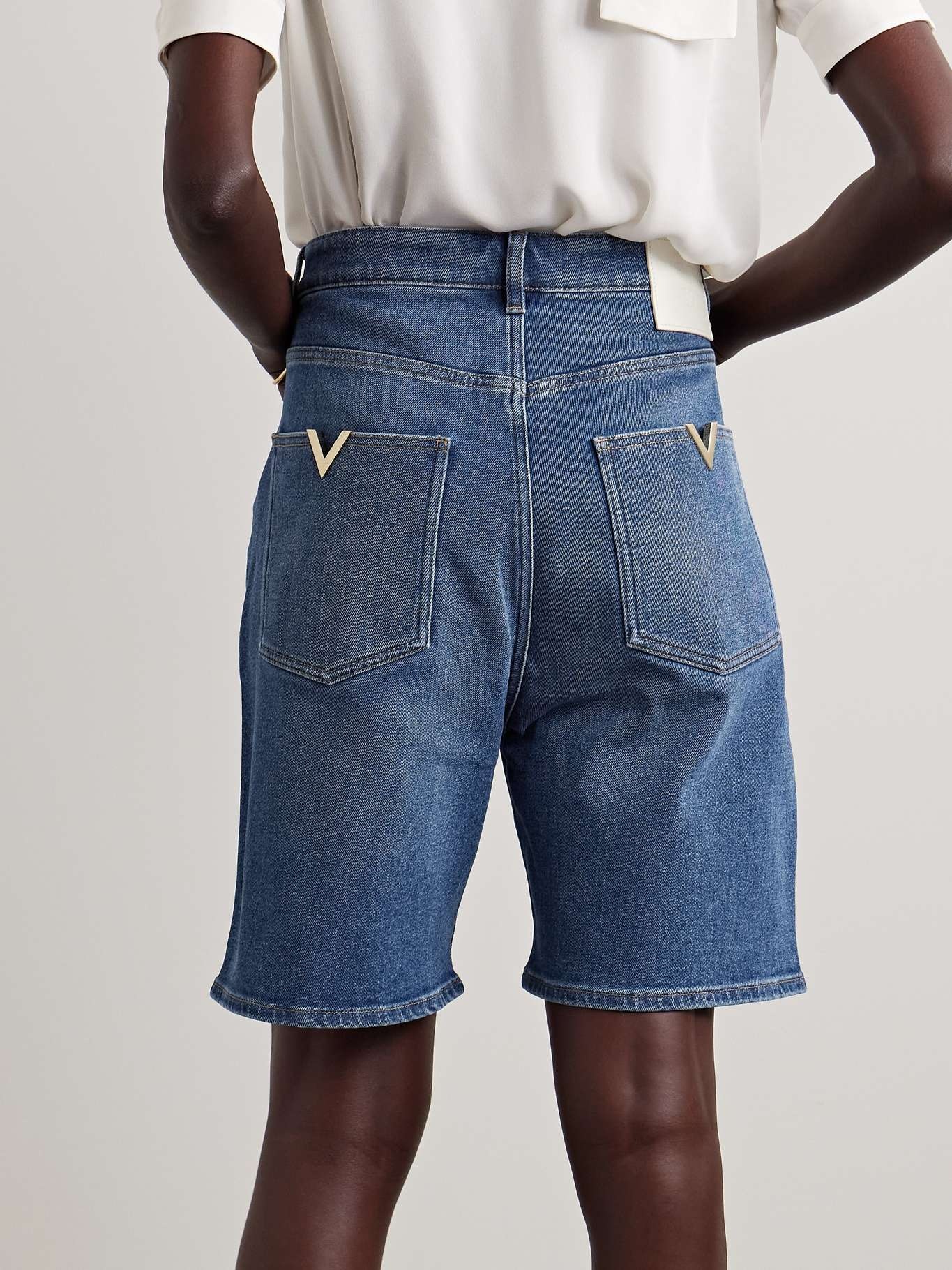 Embellished denim shorts - 4