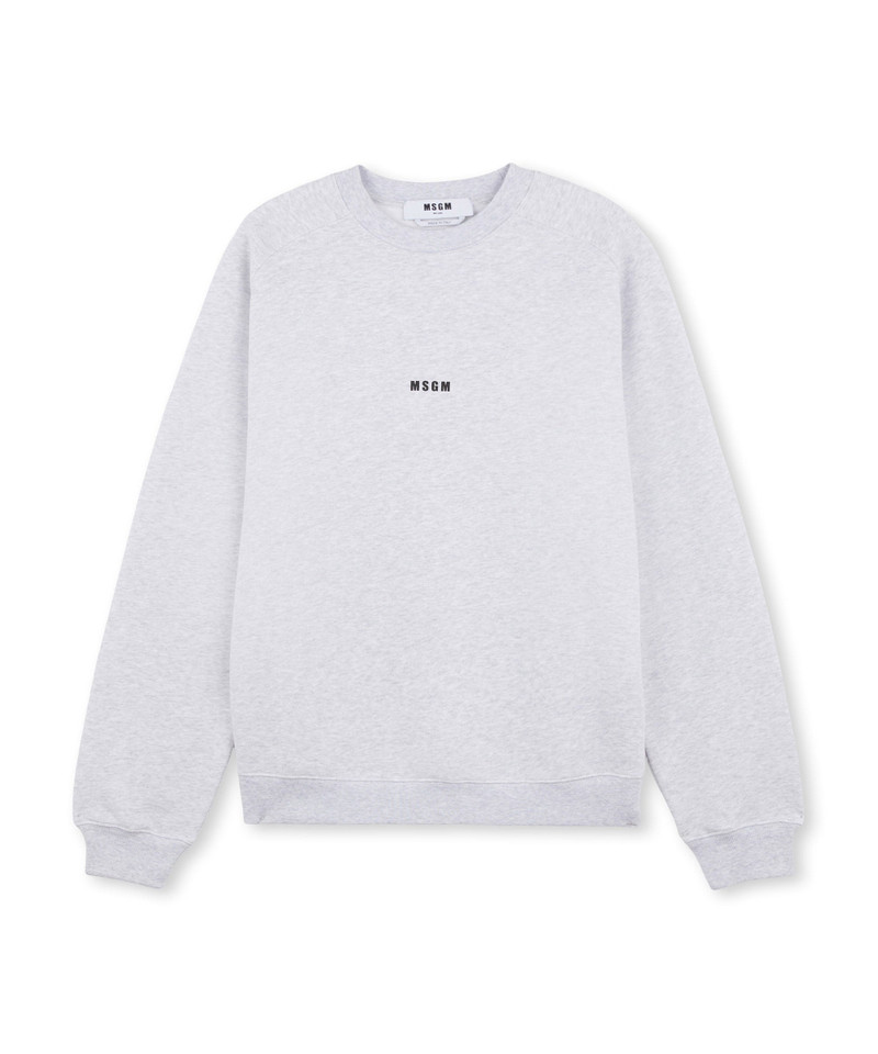Crew neck cotton sweatshirt with a micro logo 1