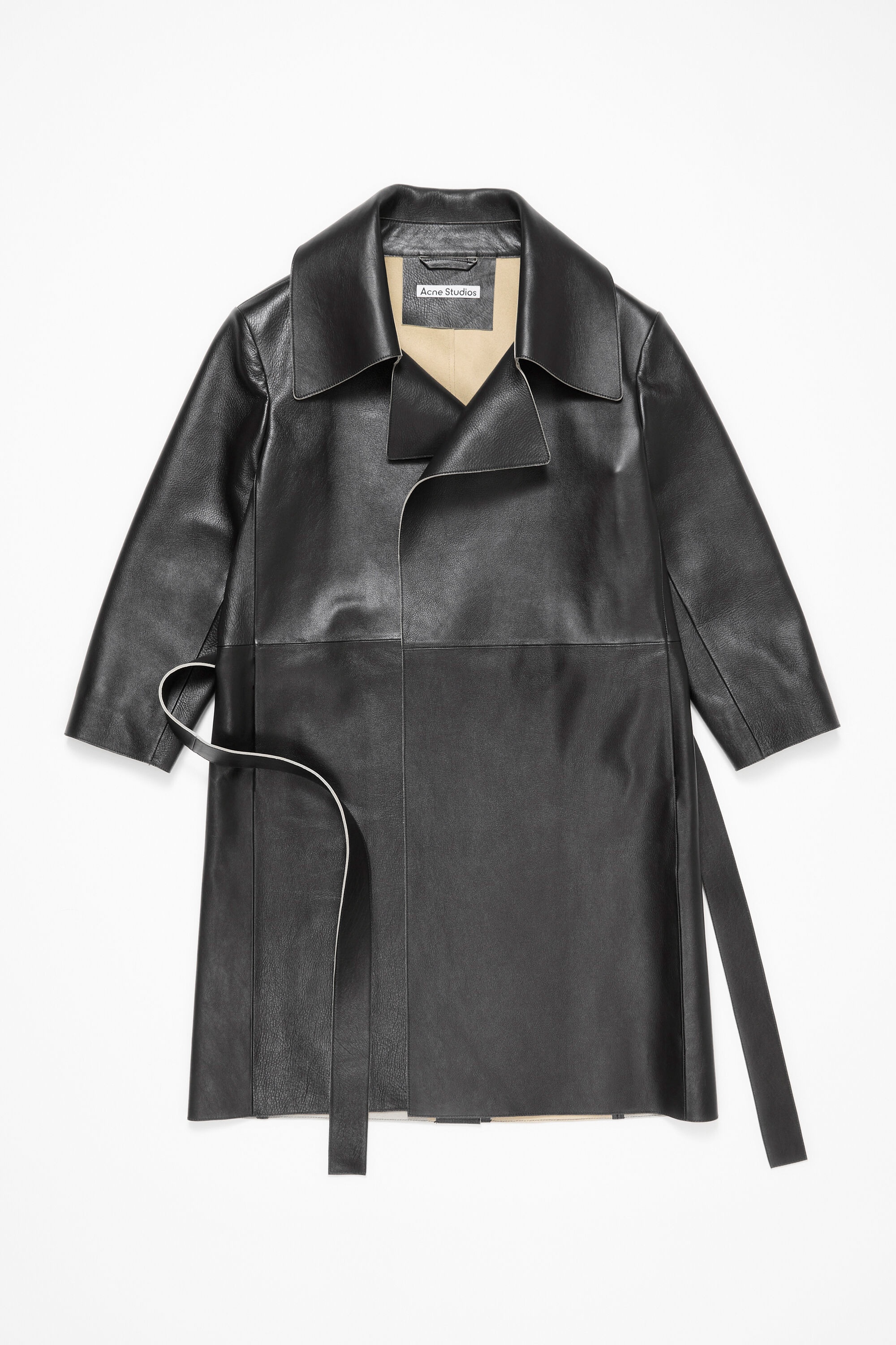Double-breasted leather coat - Black - 8