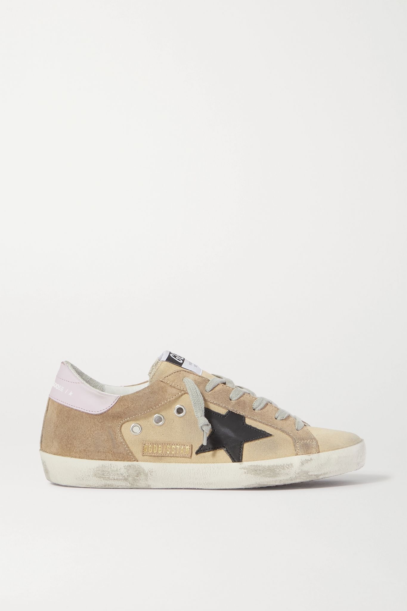 Superstar distressed canvas and suede sneakers - 1