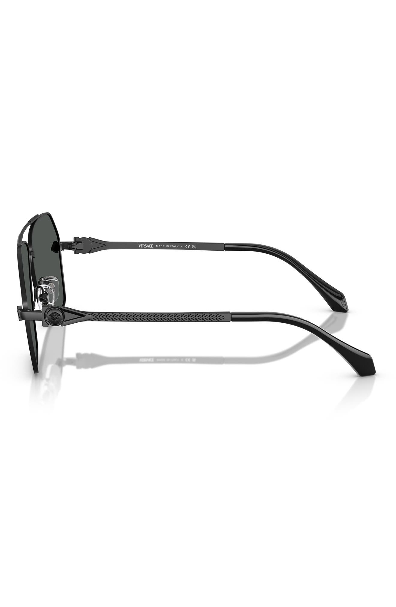 Versace 63mm Pilot Sunglasses in Matte Black at Nordstrom - 3