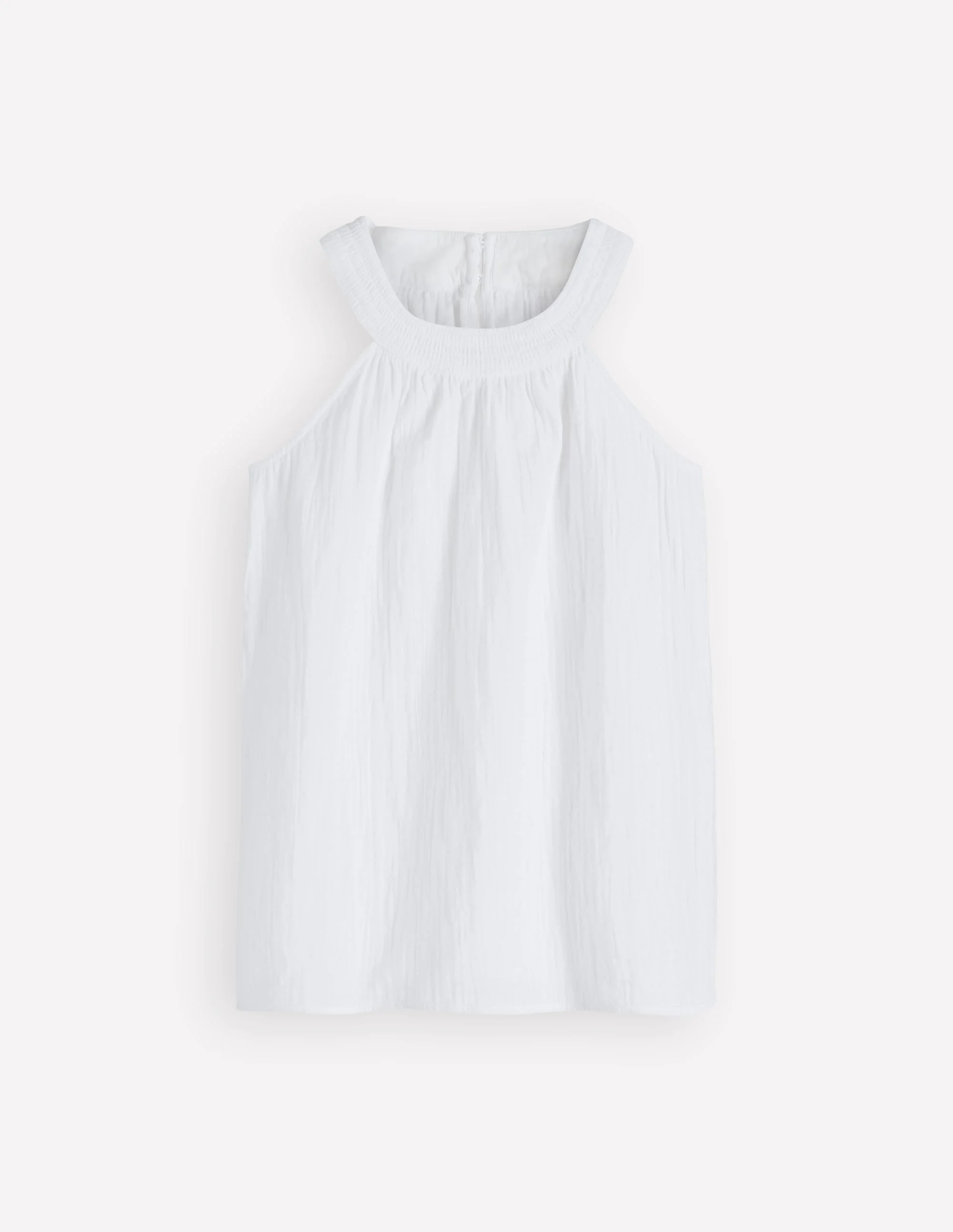 Halter-Neck Double Cloth Top-White - 1