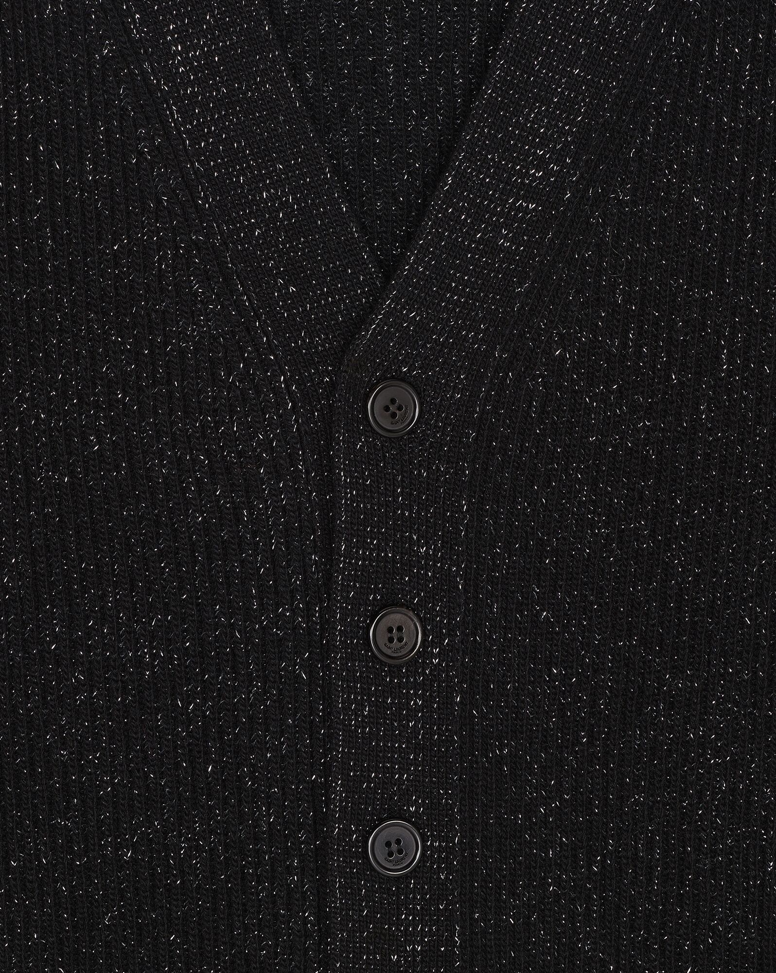 cardigan in lurex ribbed wool and cashmere - 3
