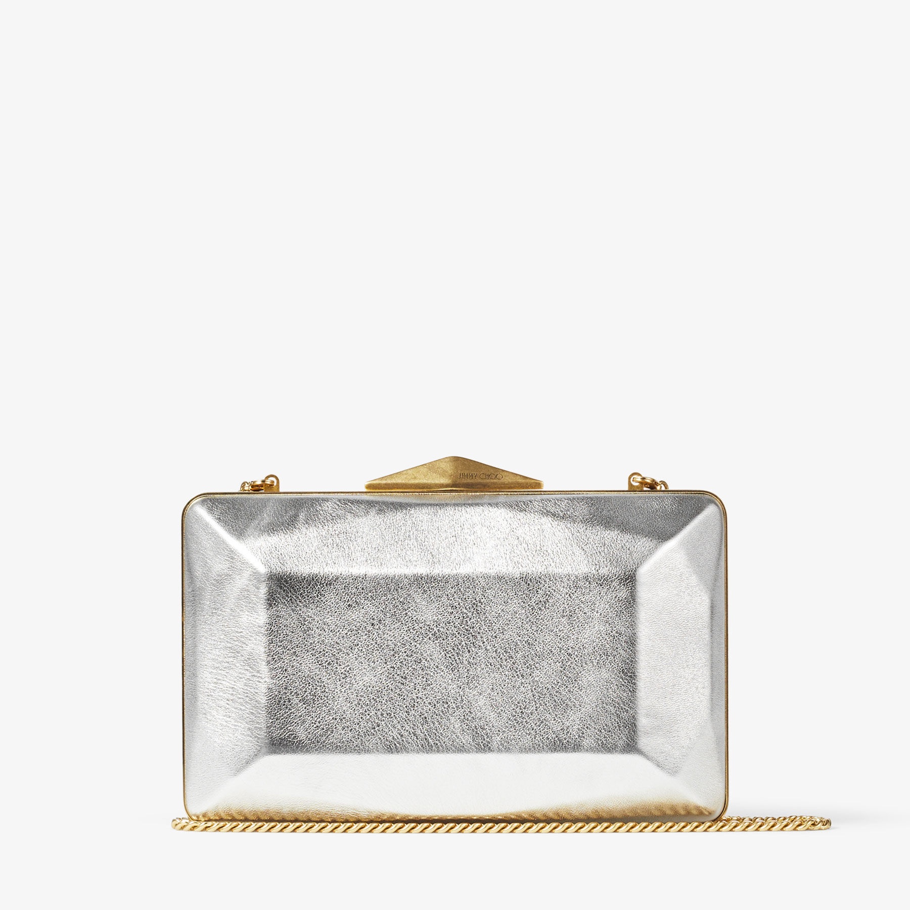 Diamond Box Clutch
Silver Metallic Nappa Leather Box Clutch Bag - 9