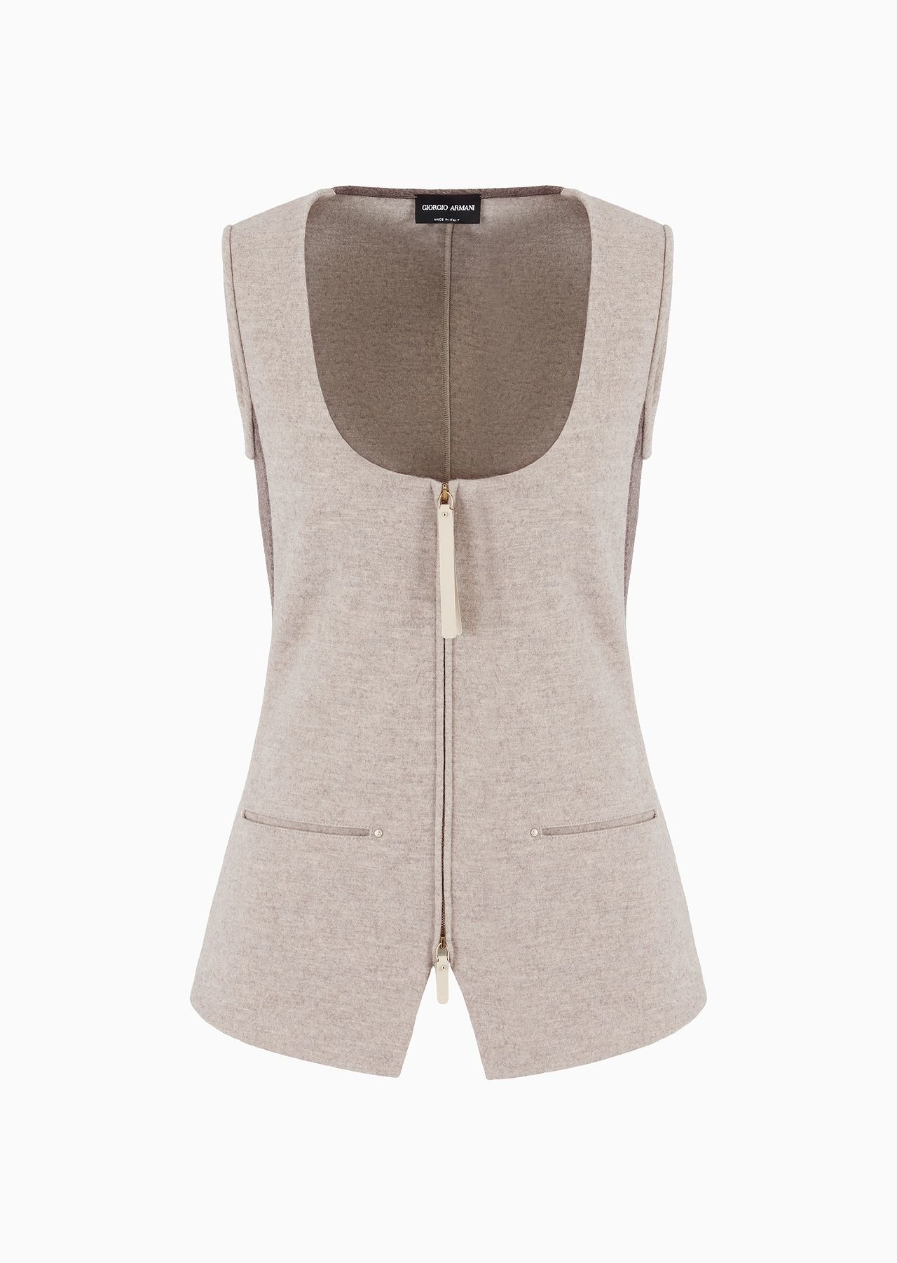 Single-breasted cashmere double cloth waistcoat - 1