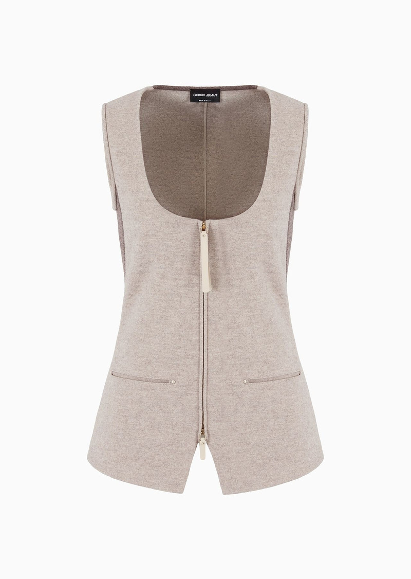 Single-breasted cashmere double cloth waistcoat 1