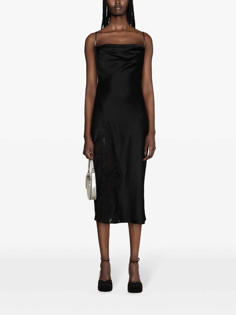 Barocco-lace satin midi dress - 2