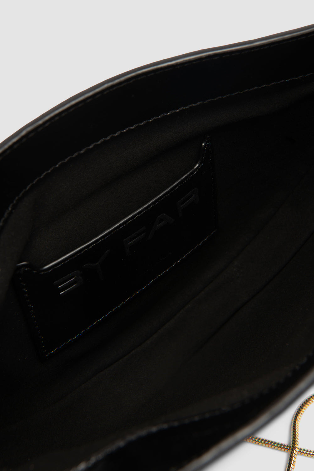 Chime Black Glossy Textured Leather Shoulder Bag - 4