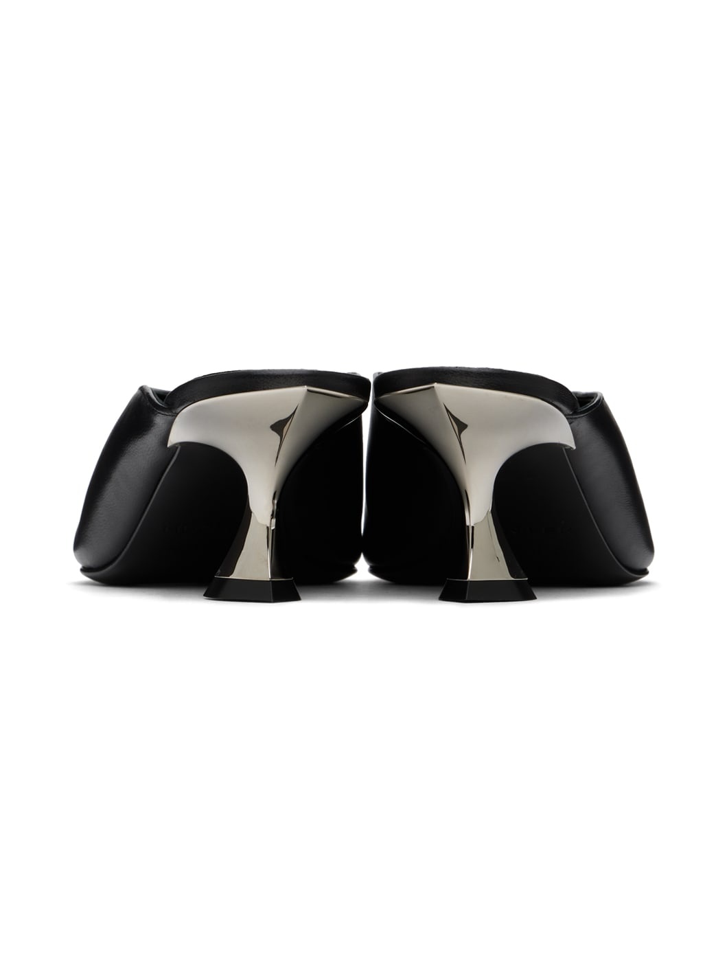 Black Leather Fang 55 Mules - 2