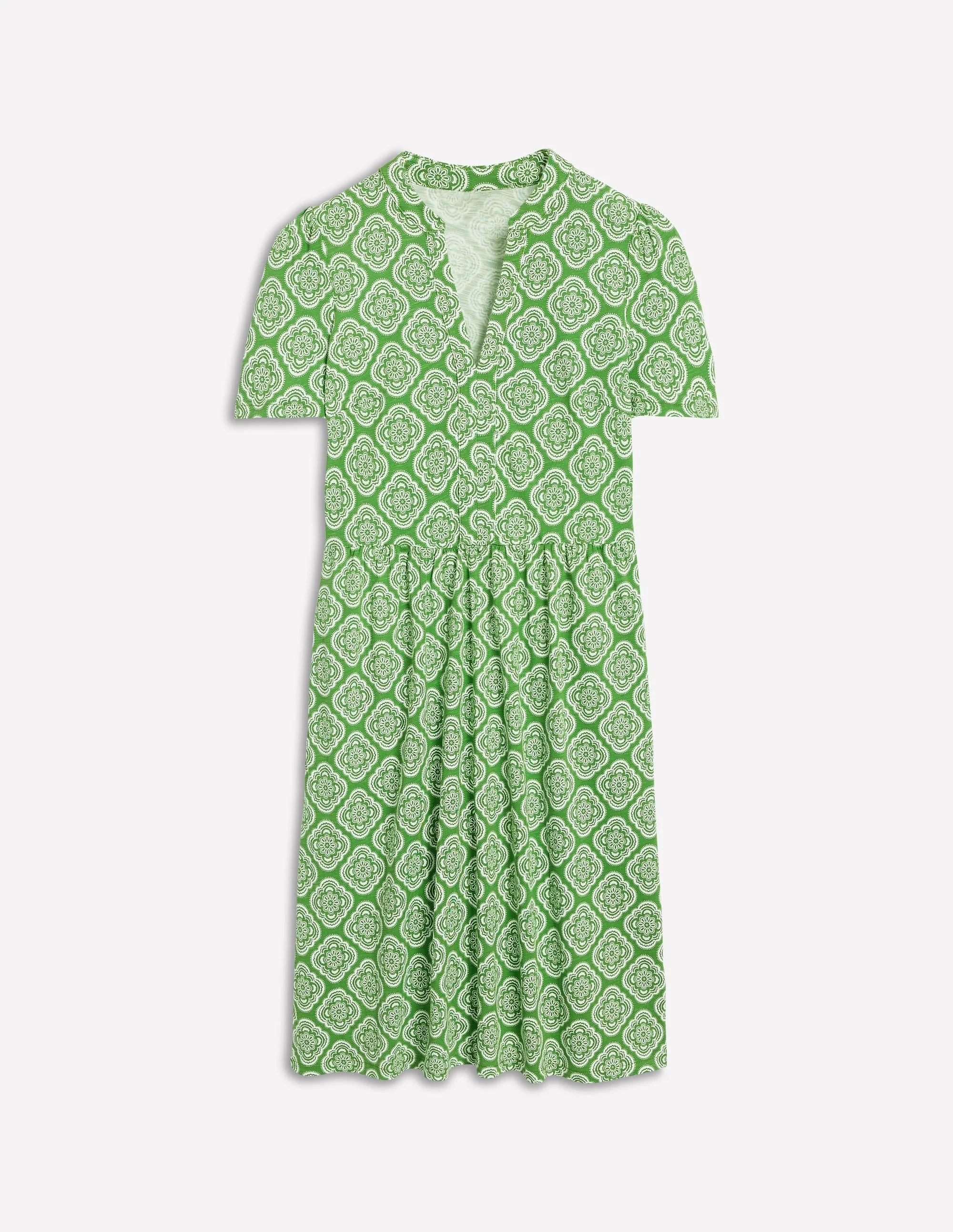 Naomi Short Sleeve Dress-Paradise Green, Botanic Blush - 1