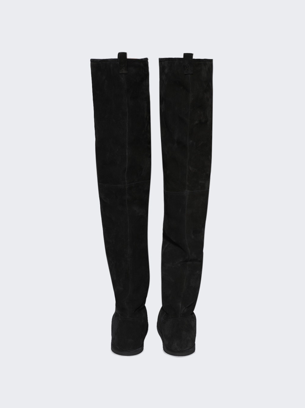 Heidi Thigh High Boot Crosta Black And Ivory Shearling - 2