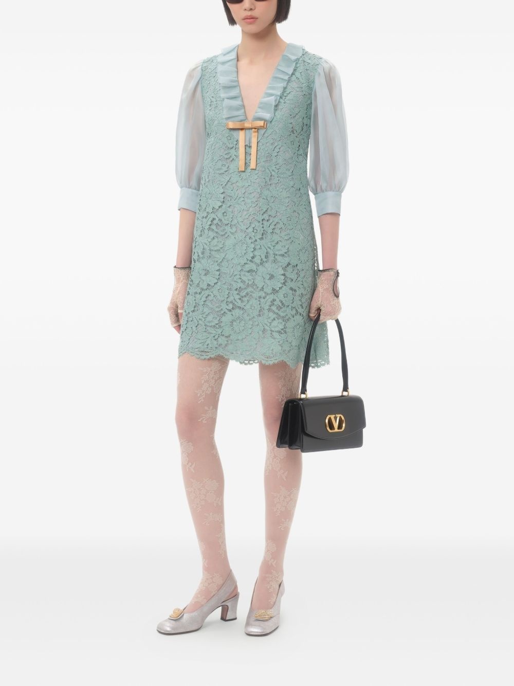 lace-pattern minidress - 2