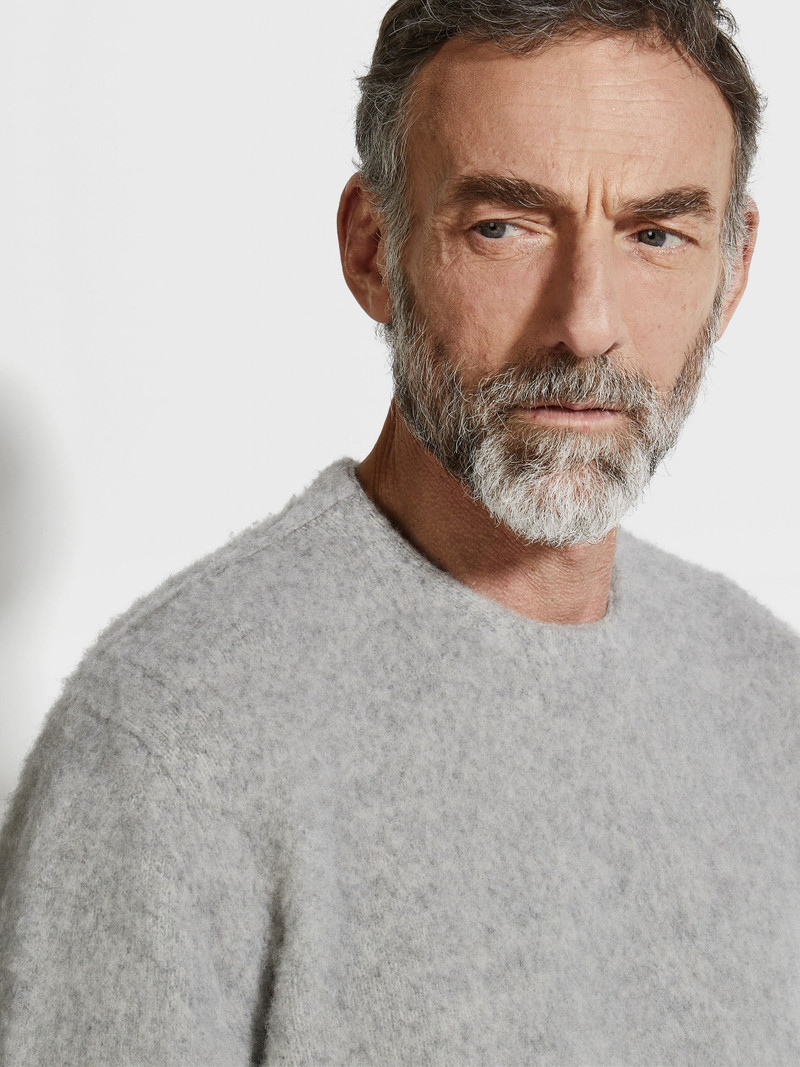 ZEGNA LIGHT GREY MÉLANGE OASI CASHMERE CREWNECK outlook
