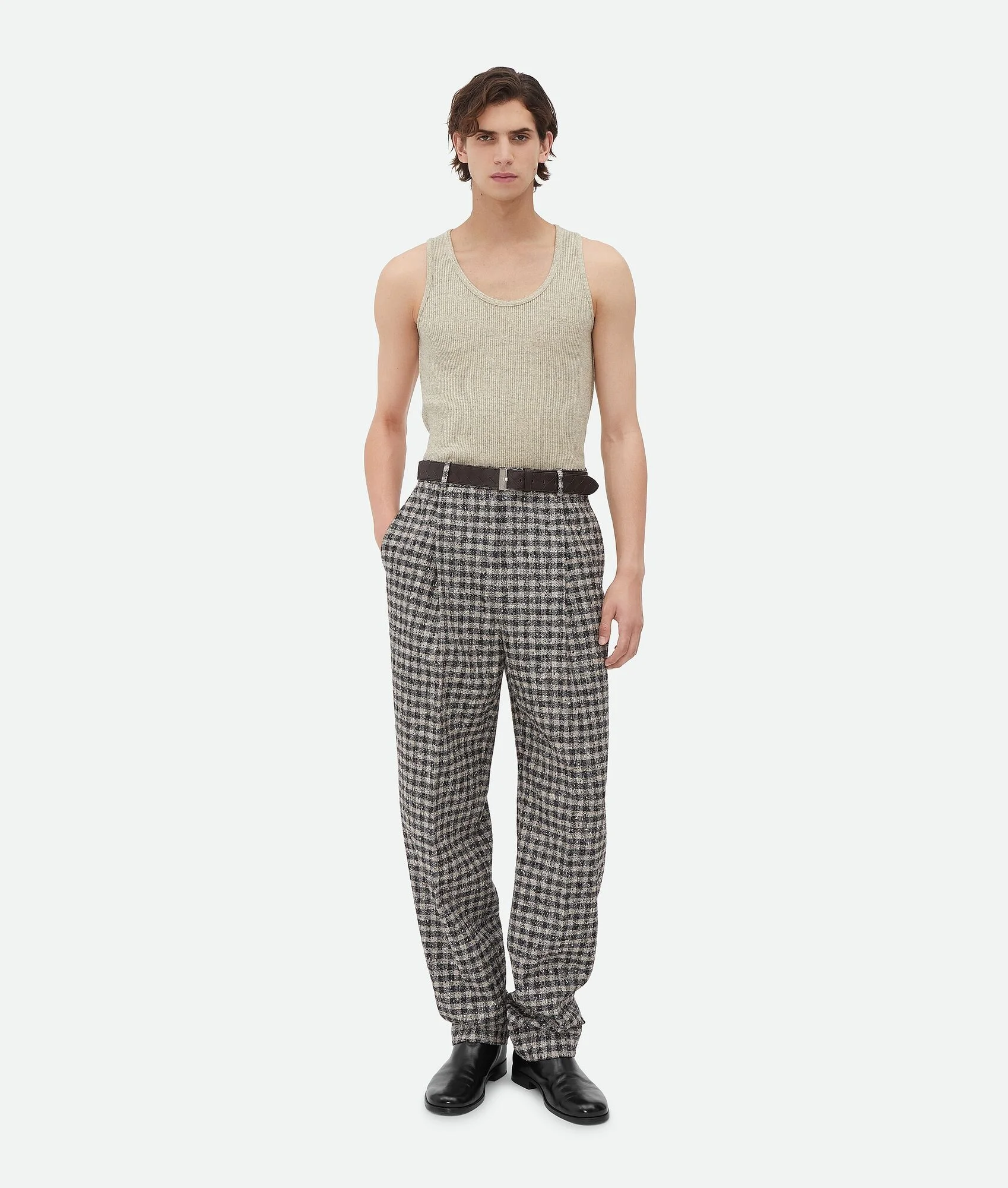 Boucle Gingham Wool Trousers - 1