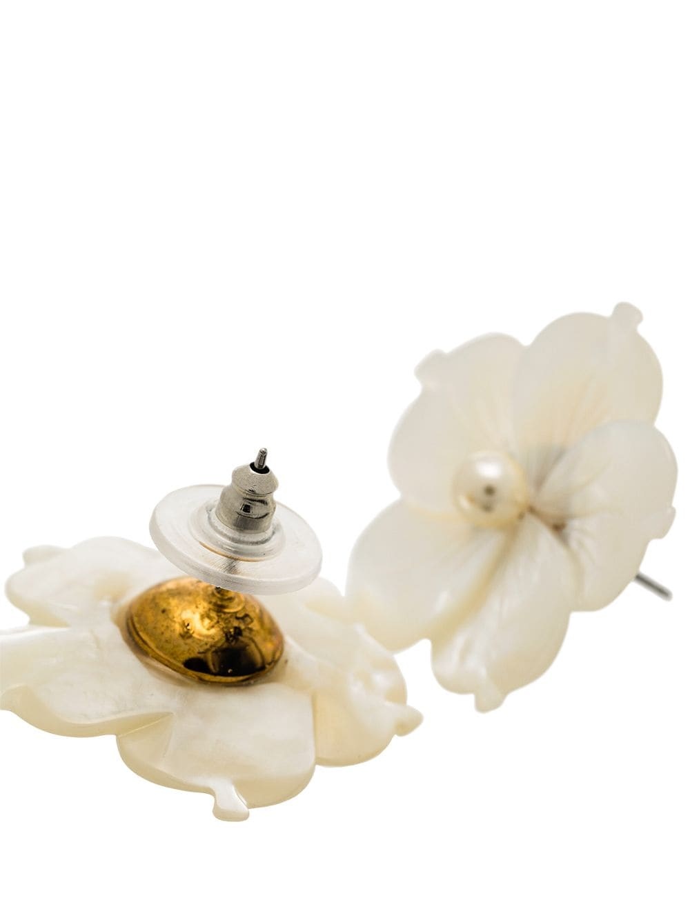 mother-of-pearl flower stud earrings - 4