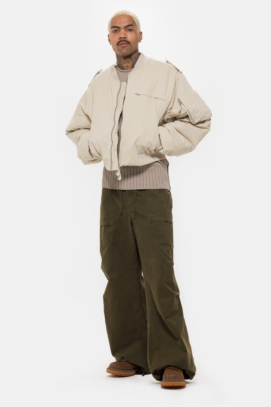 A-4 Bomber Jacket in Off White - 2