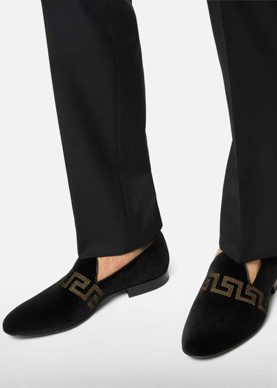 VERSACE Greca Embroidered Velvet Loafers outlook