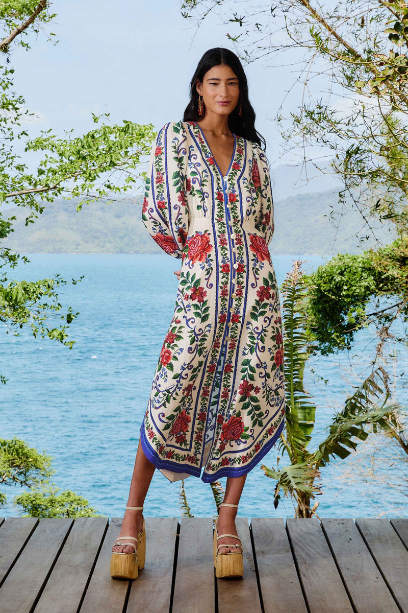 Off-White Flower Tapestry Lenzing™ Ecovero™ Euroflax™ Maxi Dress 2