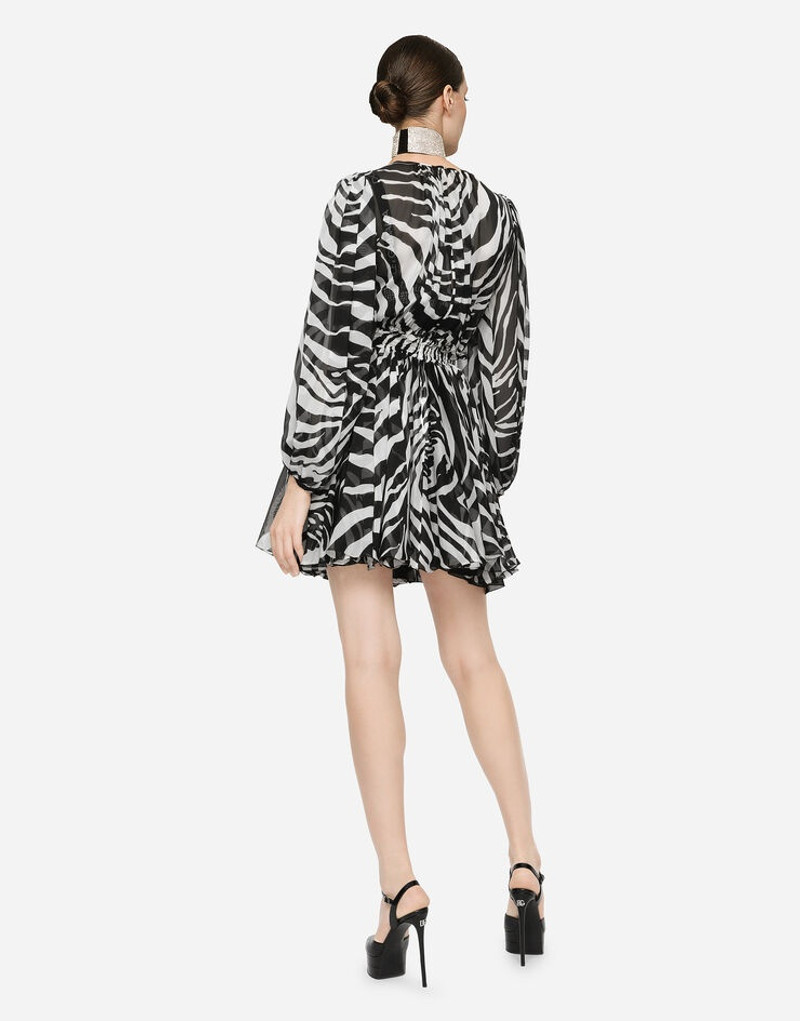 Short zebra-print chiffon dress 3