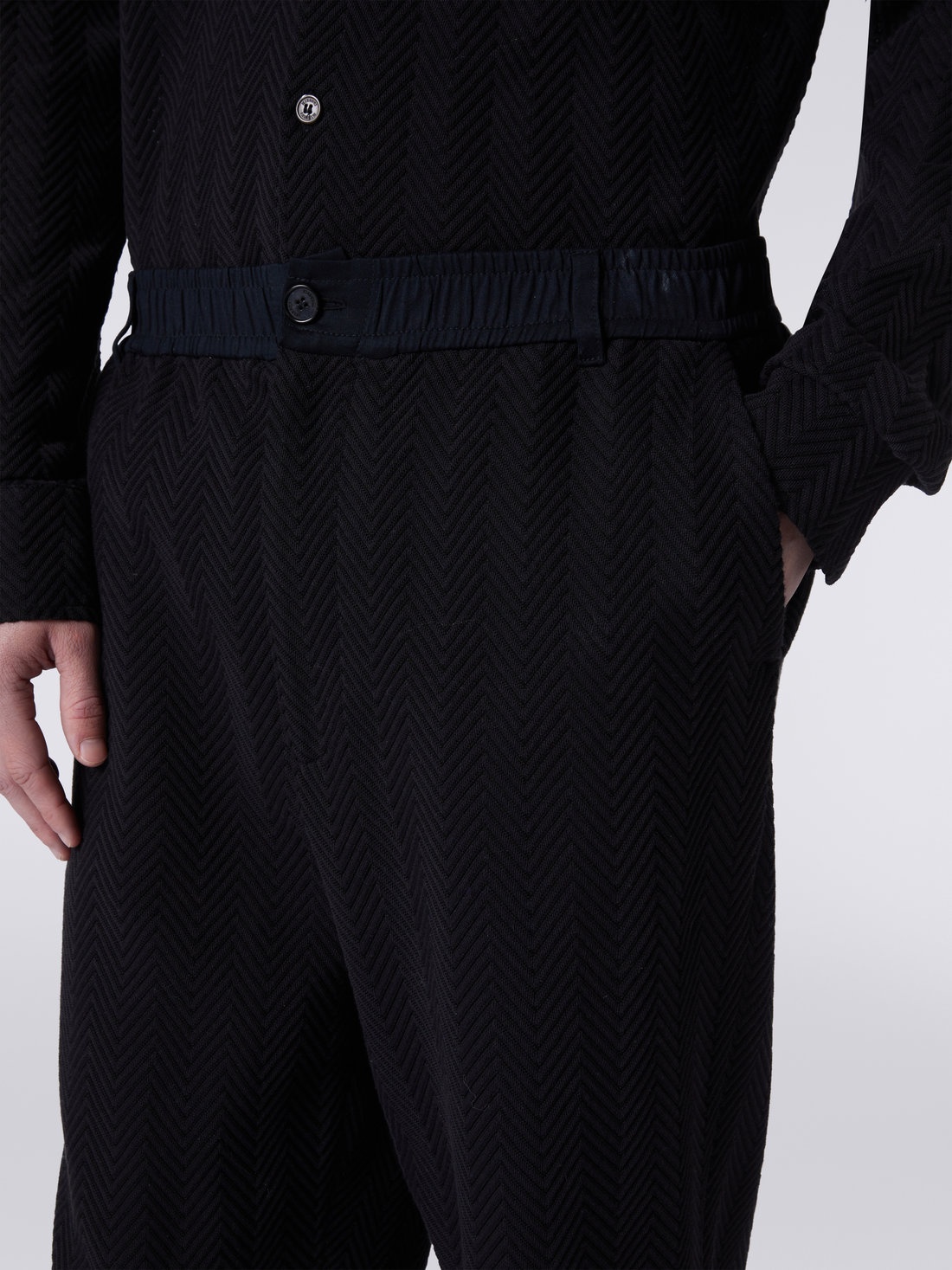 Classic cotton and viscose zigzag trousers - 5