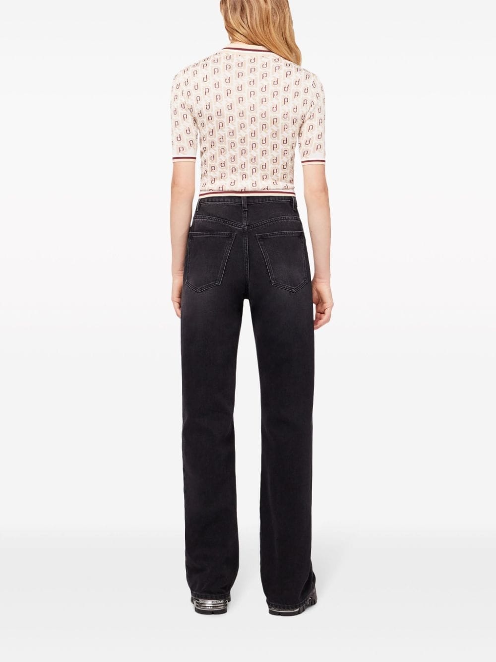 monogram-jacquard short-sleeve top - 4