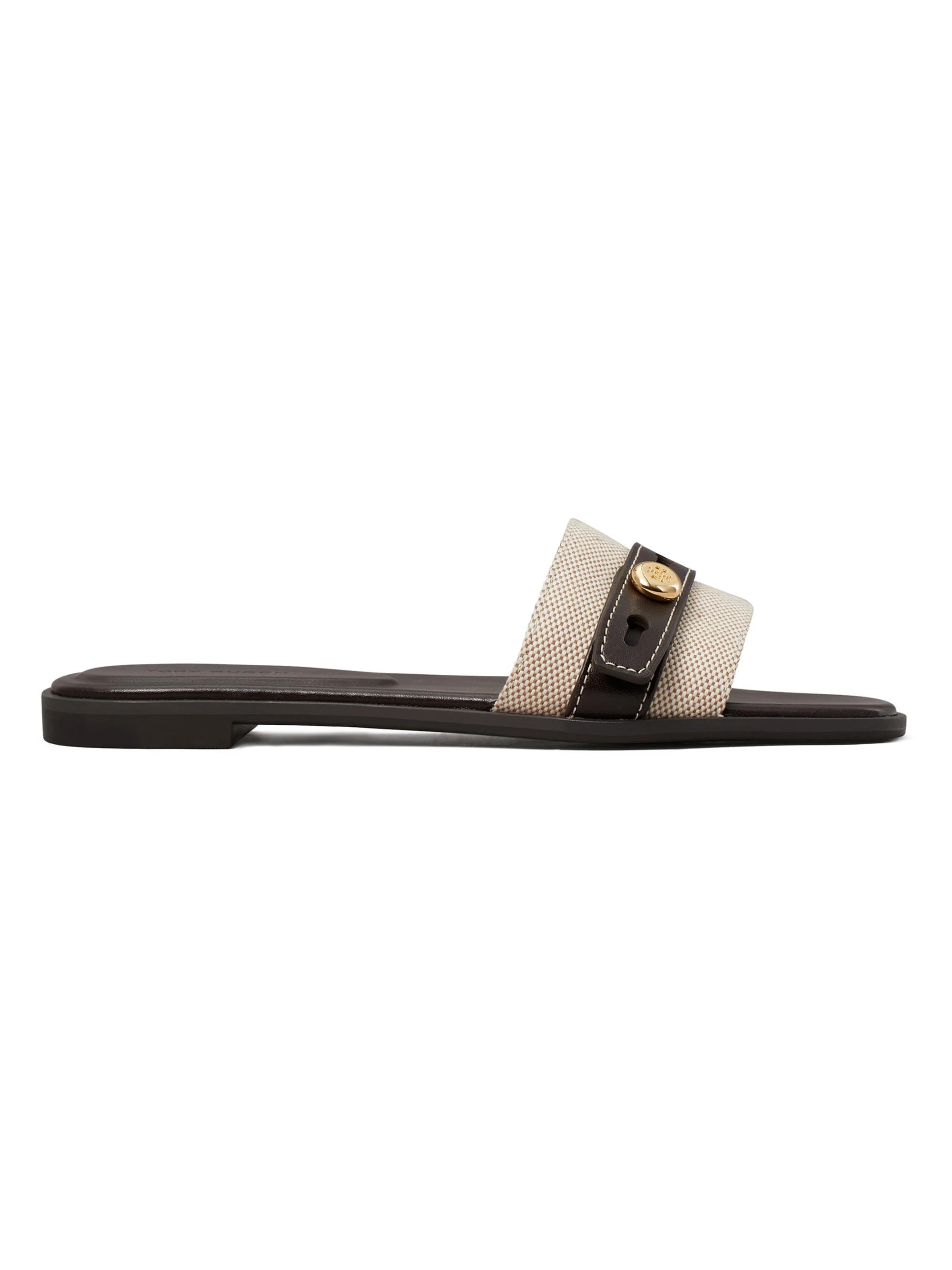 Women's Mellow Romy Cotton-Leather Flat Sandals - Natural Brown - 1