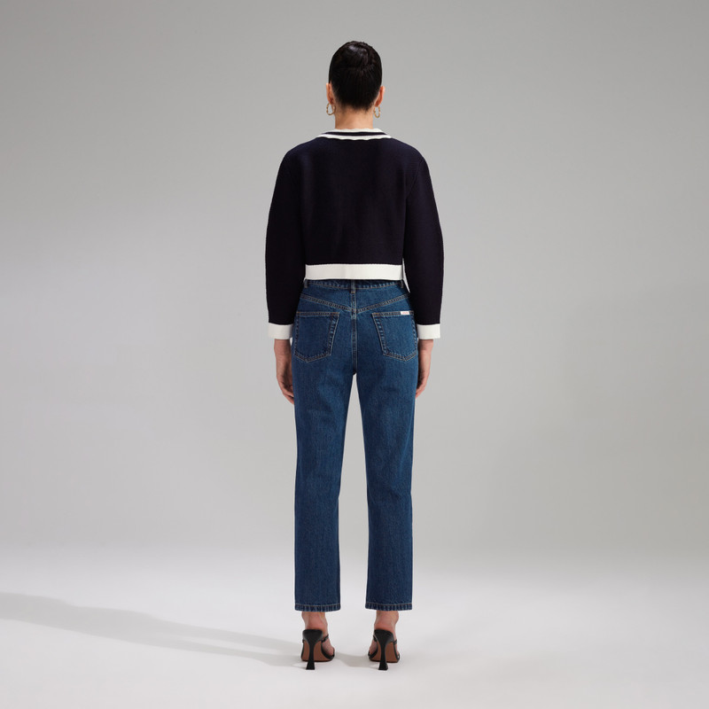 self-portrait Navy Cotton Knit Cardigan outlook